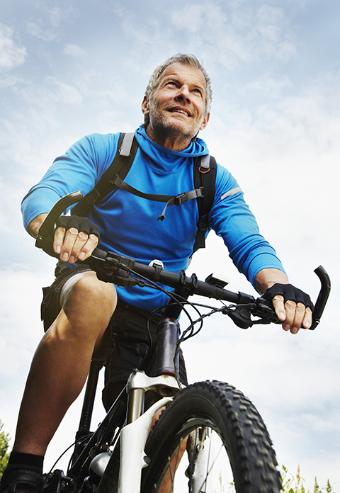 man riding mountain bike