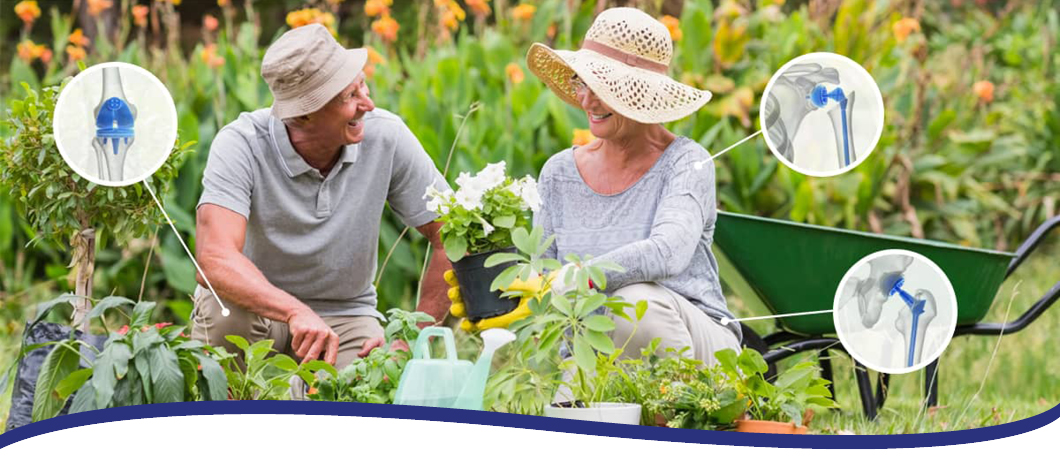 senior couple gardening